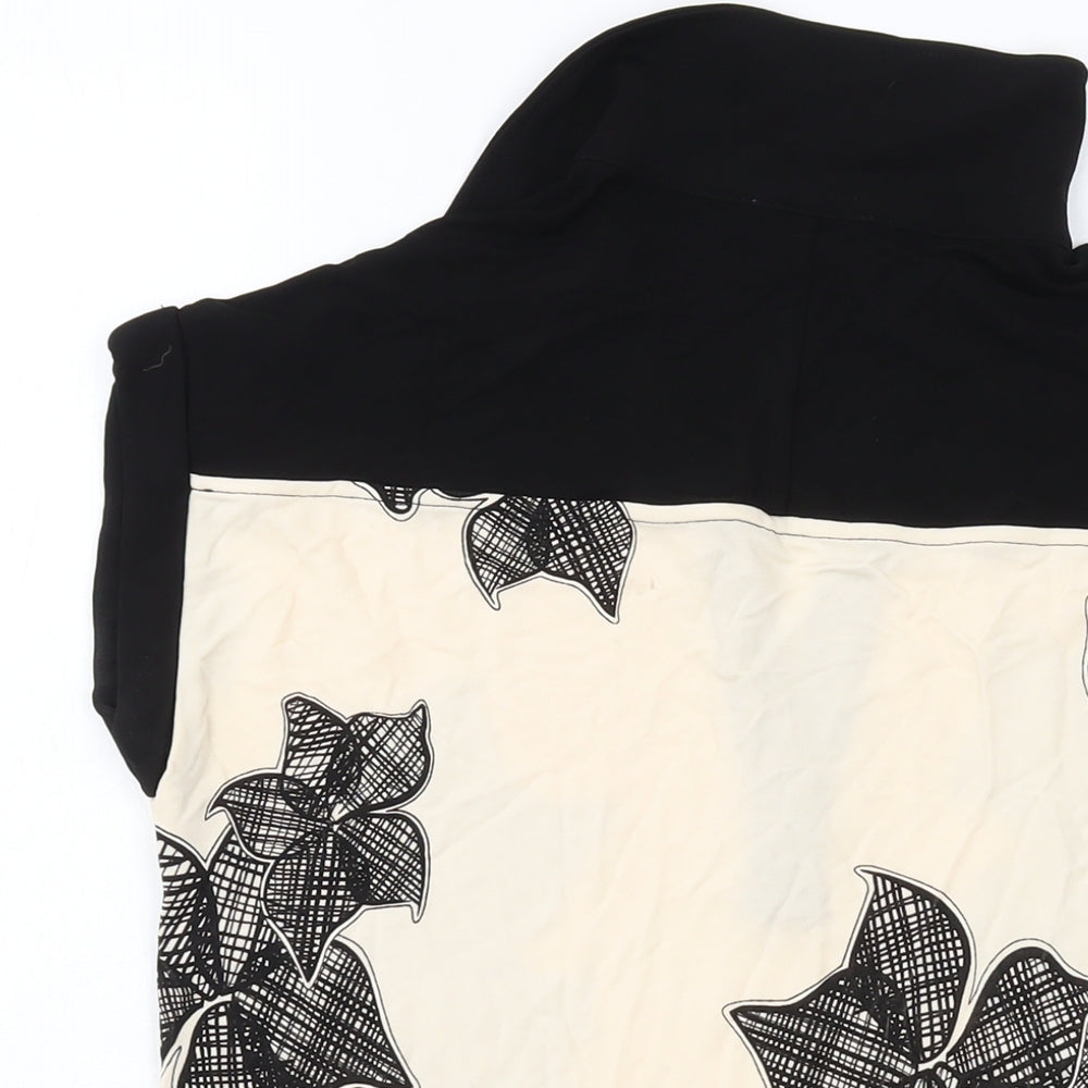 Reiss Womens Beige Geometric Viscose Basic Blouse Size XS V-Neck