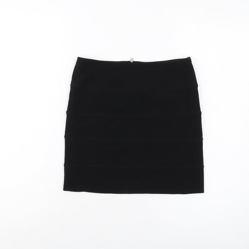 Topshop Womens Black Polyester Mini Skirt Size 10 Zip