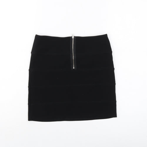 Topshop Womens Black Polyester Mini Skirt Size 10 Zip