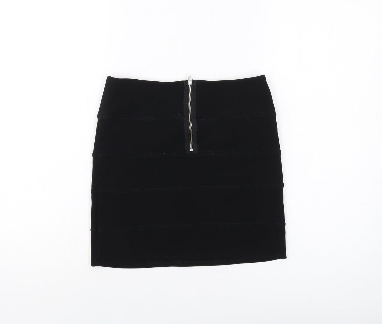 Topshop Womens Black Polyester Mini Skirt Size 10 Zip