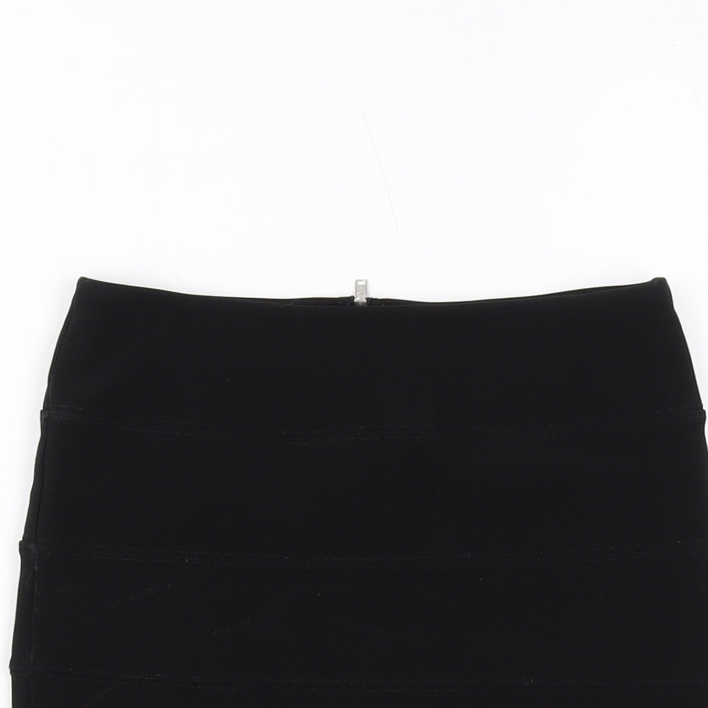 Topshop Womens Black Polyester Mini Skirt Size 10 Zip