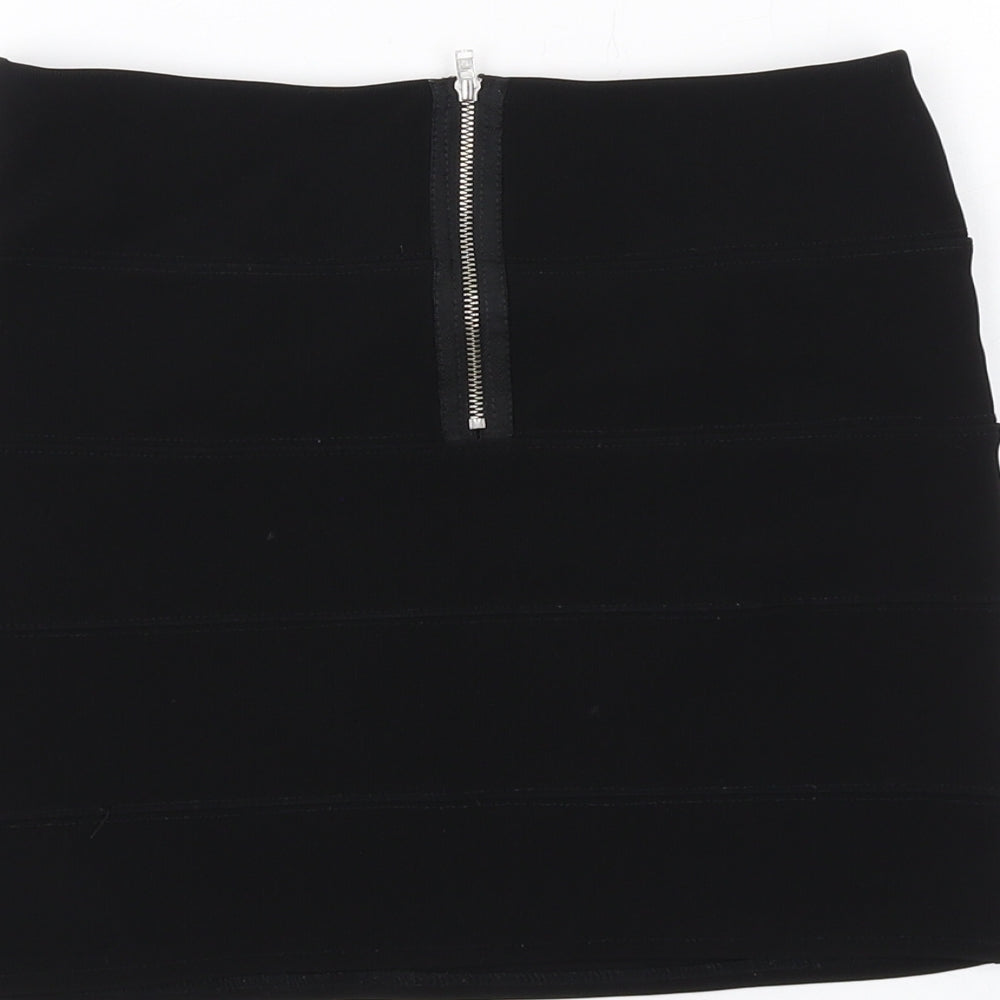 Topshop Womens Black Polyester Mini Skirt Size 10 Zip