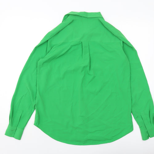 H&M Womens Green Polyester Basic Button-Up Size 8 Collared