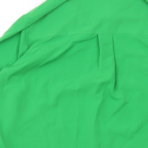 H&M Womens Green Polyester Basic Button-Up Size 8 Collared