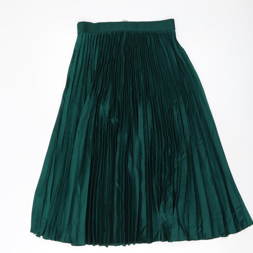 H&M Womens Green Polyester Pleated Skirt Size 10