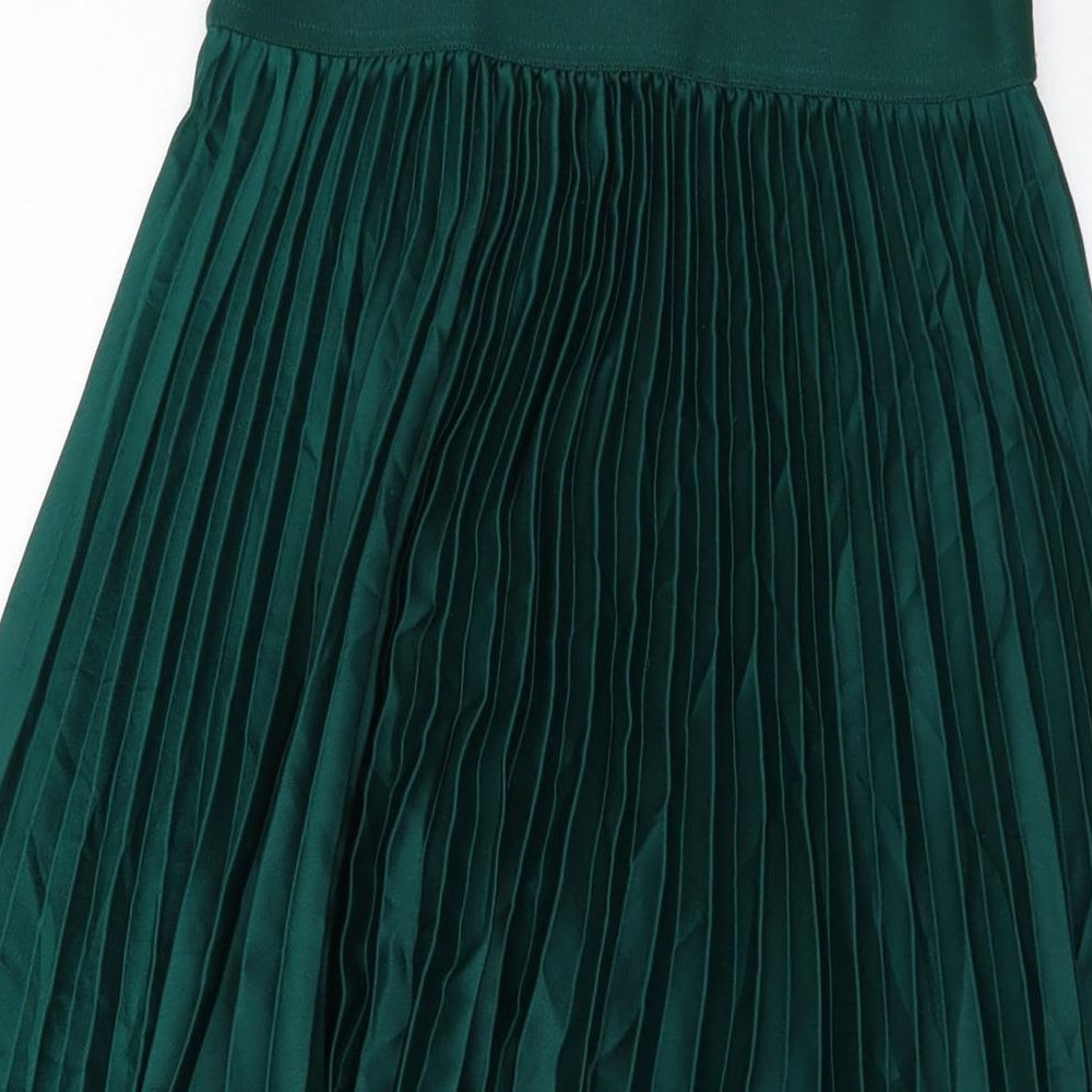 H&M Womens Green Polyester Pleated Skirt Size 10