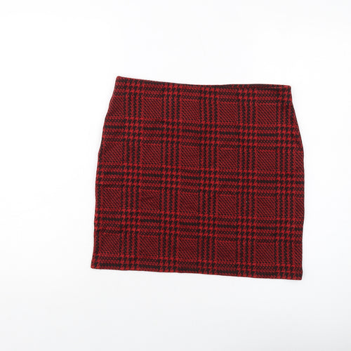 New Look Womens Red Geometric Polyester Mini Skirt Size 14