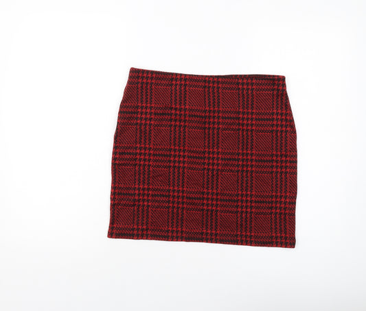 New Look Womens Red Geometric Polyester Mini Skirt Size 14