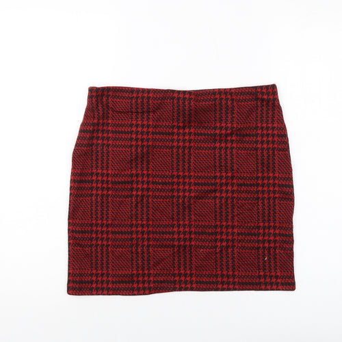 New Look Womens Red Geometric Polyester Mini Skirt Size 14