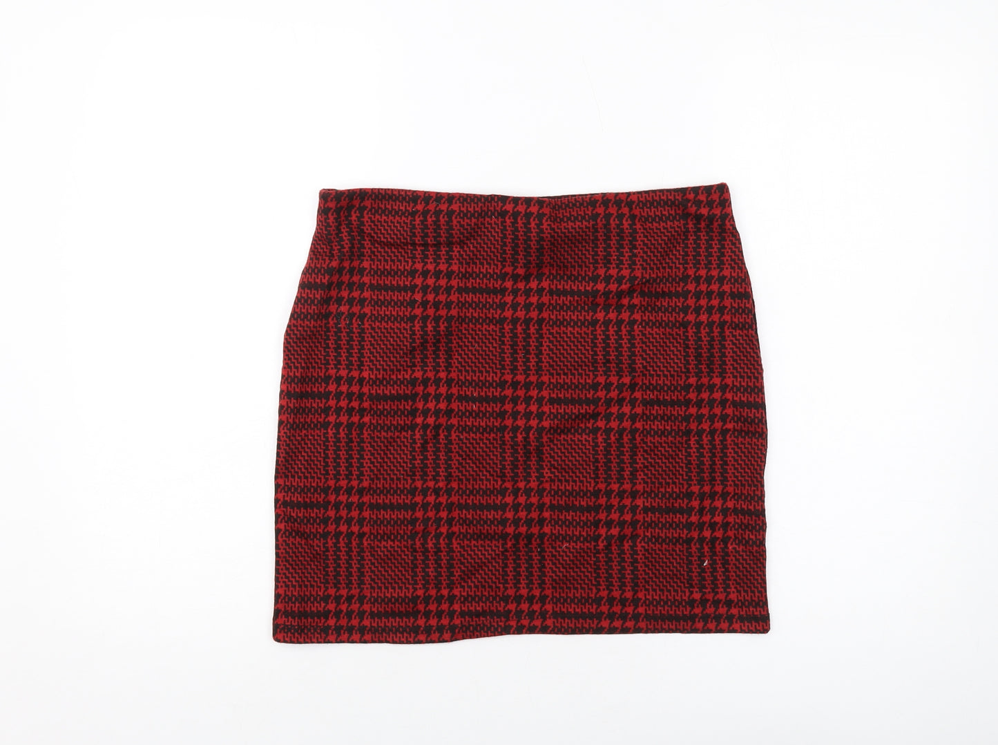 New Look Womens Red Geometric Polyester Mini Skirt Size 14