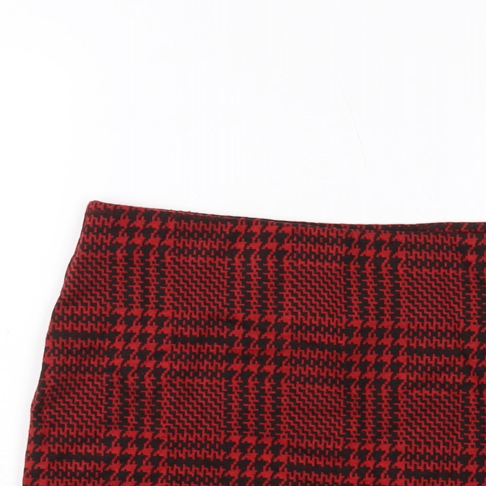 New Look Womens Red Geometric Polyester Mini Skirt Size 14