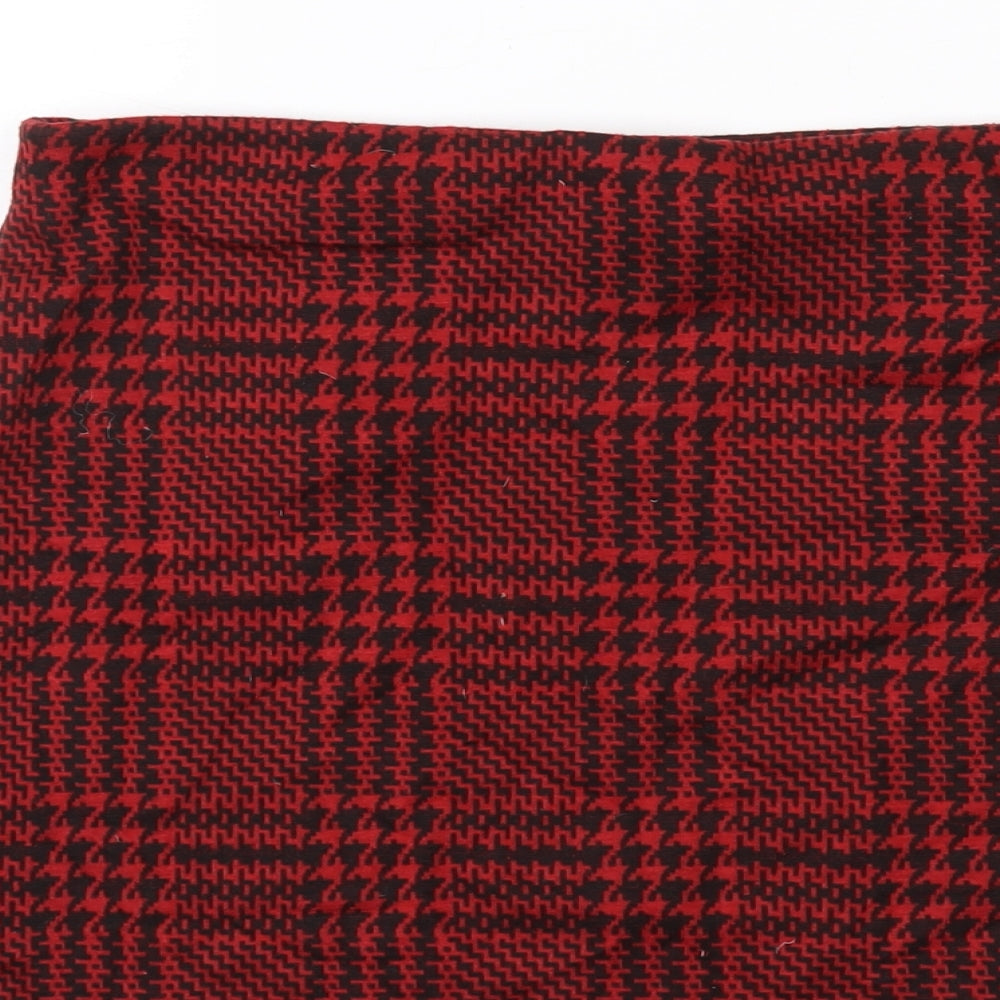 New Look Womens Red Geometric Polyester Mini Skirt Size 14