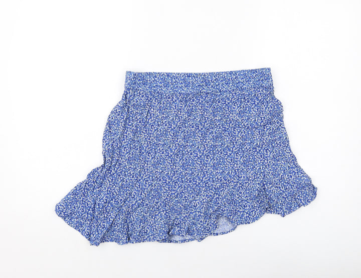 Marks and Spencer Womens Blue Floral Viscose A-Line Skirt Size 12