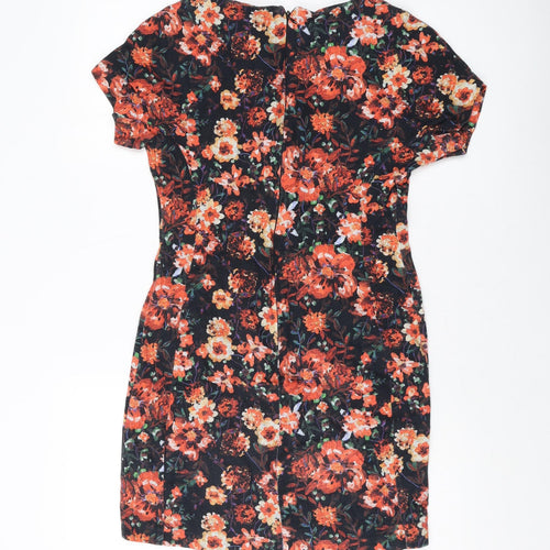 Oasis Womens Multicoloured Floral Cotton Mini Size 8 Round Neck Zip