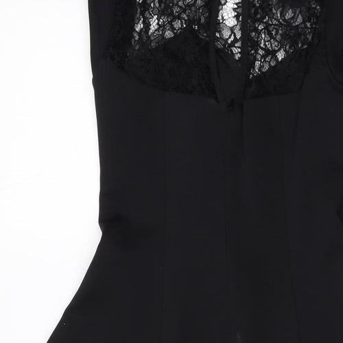 New Look Womens Black Polyester A-Line Size 10 Round Neck Button