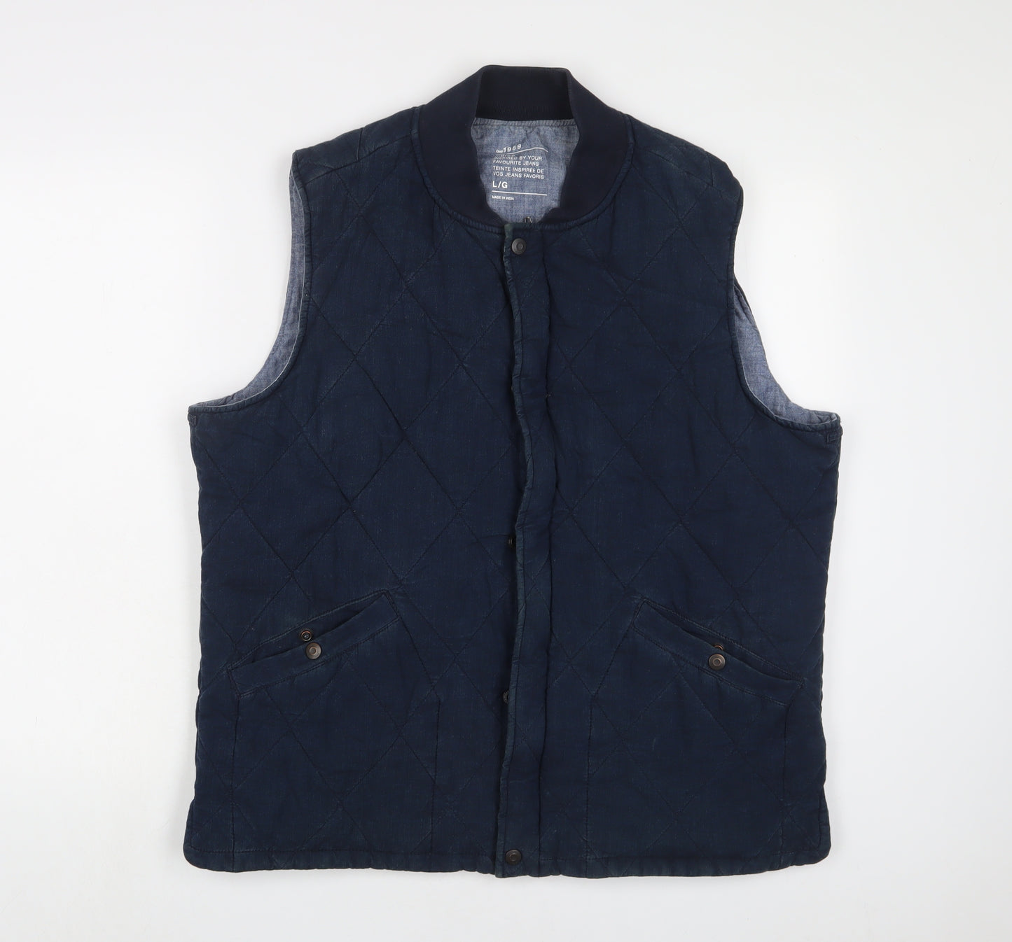Gap Mens Blue Gilet Jacket Size L Zip