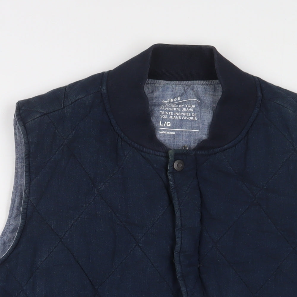 Gap Mens Blue Gilet Jacket Size L Zip