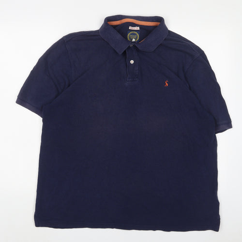 Joules Mens Blue Cotton Polo Size XL Collared Button