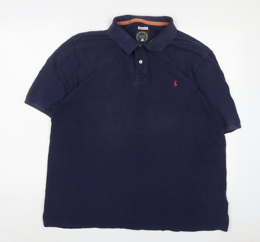 Joules Mens Blue Cotton Polo Size XL Collared Button