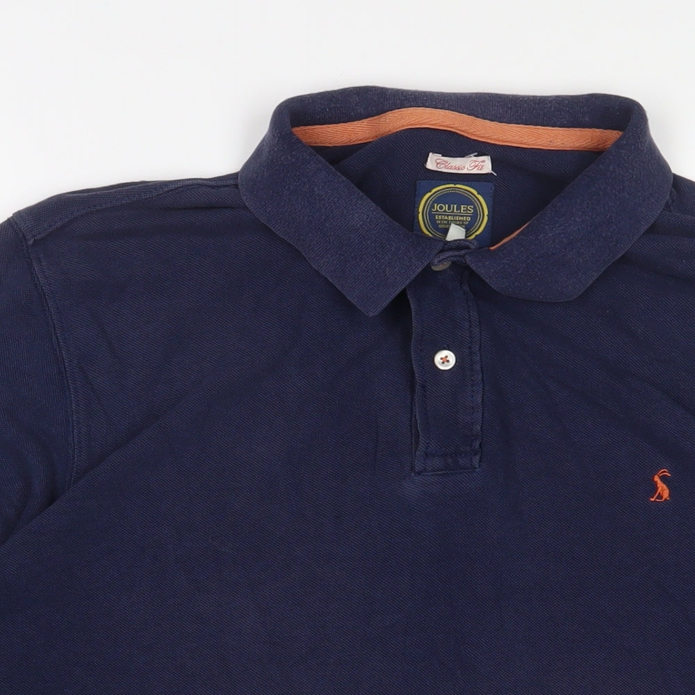 Joules Mens Blue Cotton Polo Size XL Collared Button