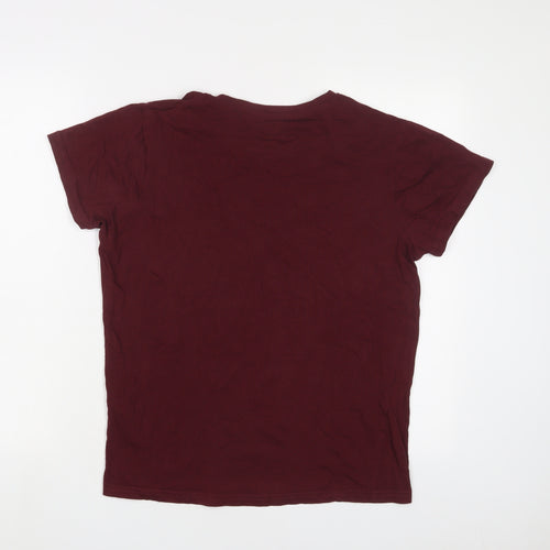 Twisted Soul Womens Red Cotton Basic T-Shirt Size M Crew Neck
