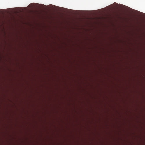 Twisted Soul Womens Red Cotton Basic T-Shirt Size M Crew Neck