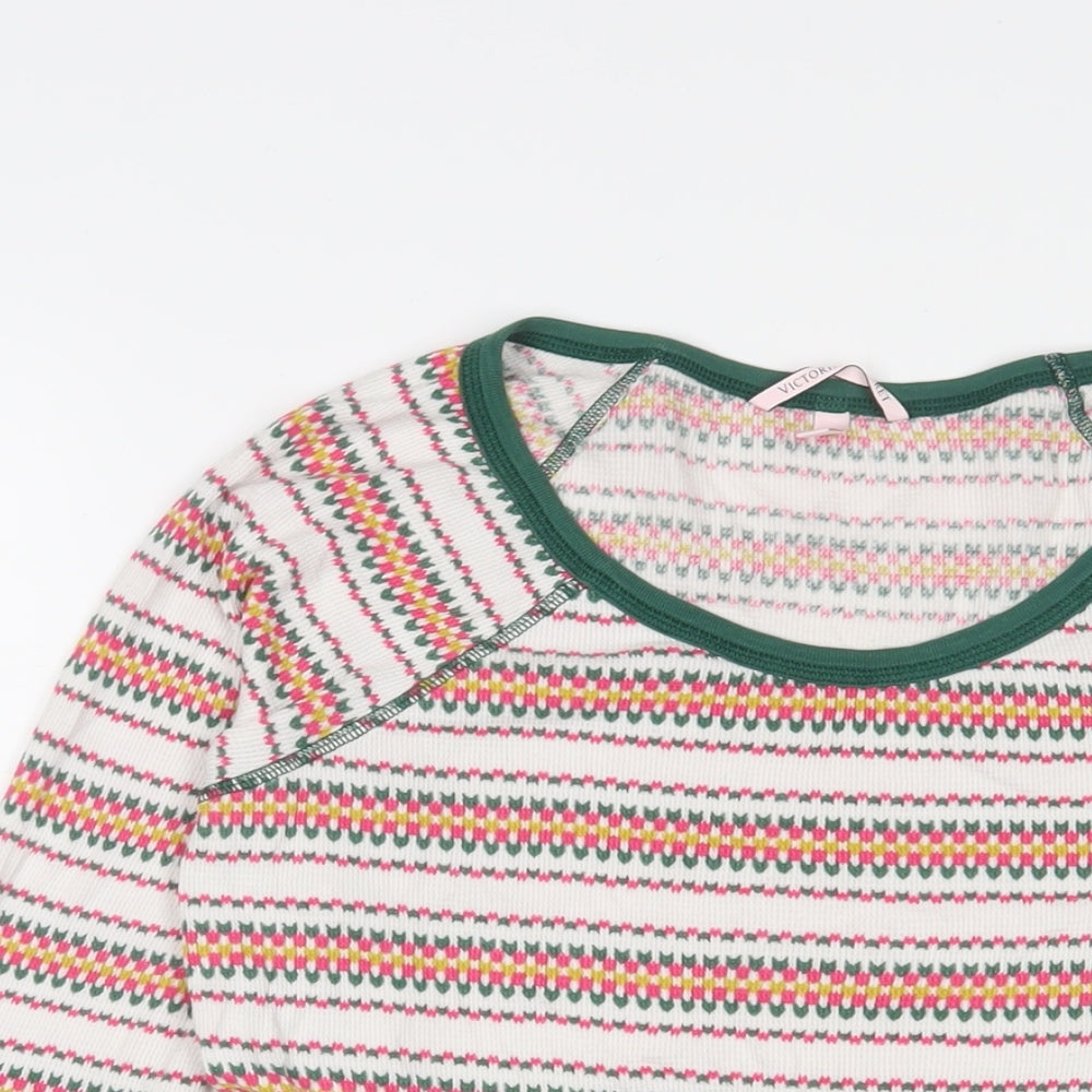 Victoria's Secret Womens Multicoloured Fair Isle Cotton Basic T-Shirt Size M Scoop Neck