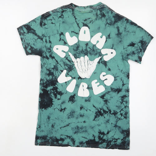 After hours fun Mens Blue Geometric Cotton T-Shirt Size S Crew Neck