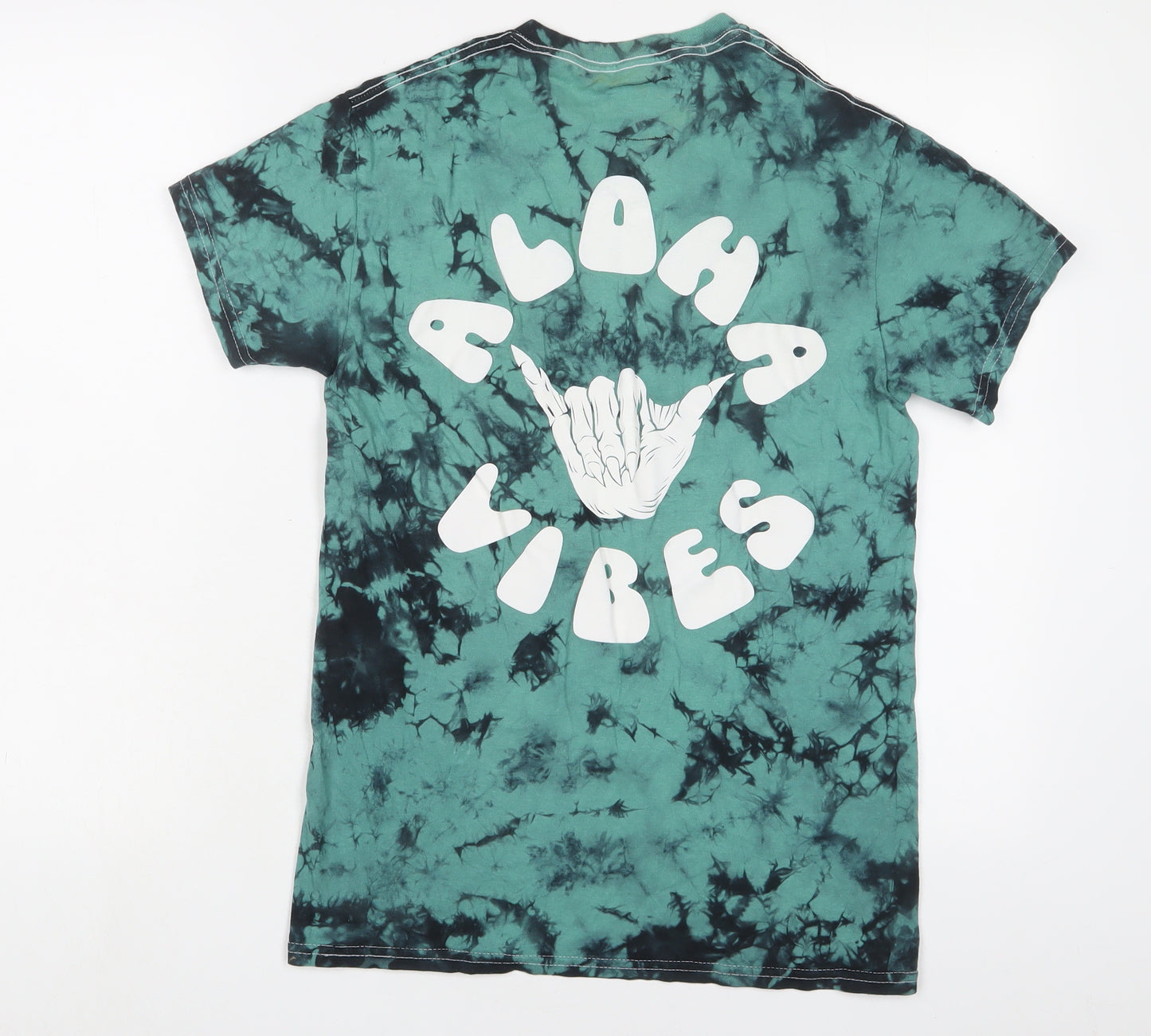 After hours fun Mens Blue Geometric Cotton T-Shirt Size S Crew Neck