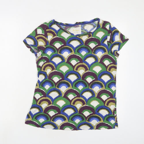 Boden Womens Multicoloured Geometric Cotton Basic T-Shirt Size 12 Boat Neck