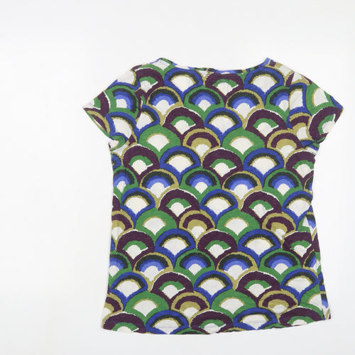 Boden Womens Multicoloured Geometric Cotton Basic T-Shirt Size 12 Boat Neck