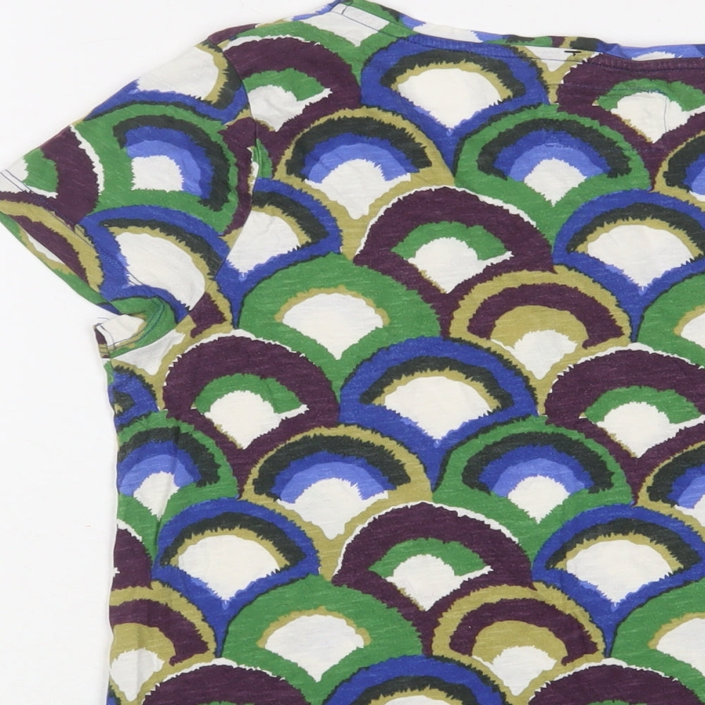 Boden Womens Multicoloured Geometric Cotton Basic T-Shirt Size 12 Boat Neck