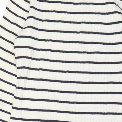Uniqlo Womens White Striped Cotton Jumper Dress Size M Crew Neck Pullover