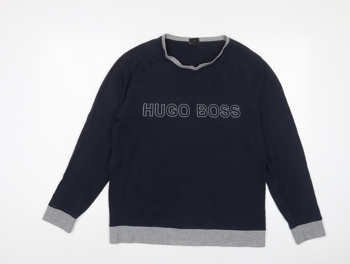 HUGO BOSS Mens Blue Cotton Pullover Sweatshirt Size M - Logo, Embroidered