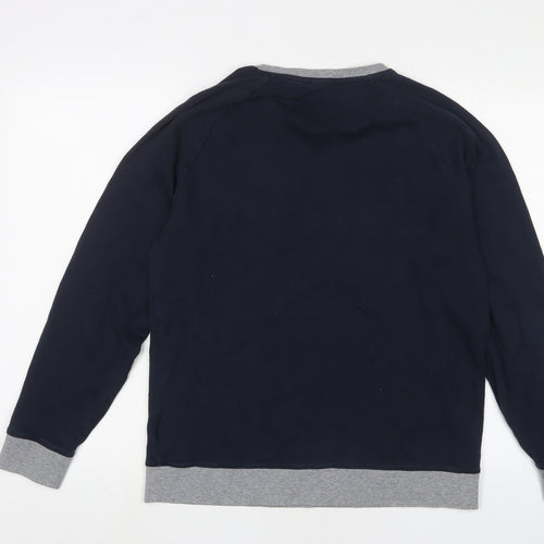 HUGO BOSS Mens Blue Cotton Pullover Sweatshirt Size M - Logo, Embroidered