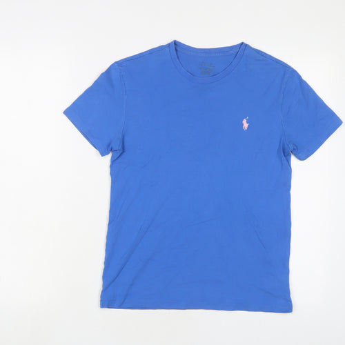 Ralph Lauren Boys Blue Cotton Basic T-Shirt Size 10 Years Crew Neck Pullover