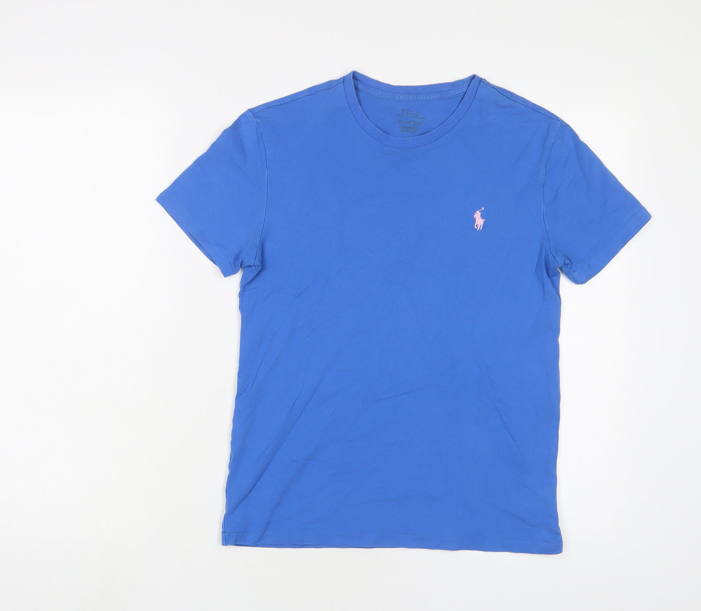 Ralph Lauren Boys Blue Cotton Basic T-Shirt Size 10 Years Crew Neck Pullover