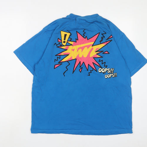 Pull&Bear Mens Blue Cotton T-Shirt Size M Crew Neck - STWD.