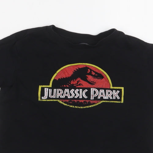 Jurassic Park Boys Black Cotton Basic T-Shirt Size 3-4 Years Crew Neck Pullover