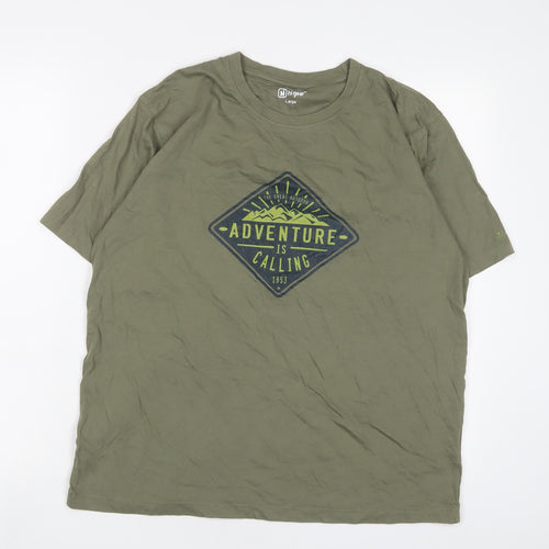 Hi Gear Mens Green Cotton T-Shirt Size L Crew Neck