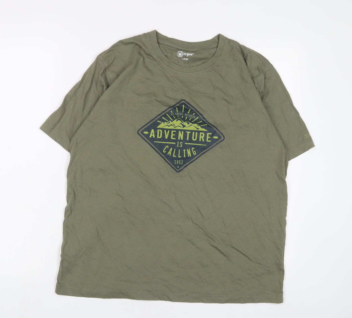 Hi Gear Mens Green Cotton T-Shirt Size L Crew Neck