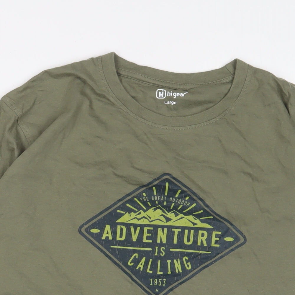 Hi Gear Mens Green Cotton T-Shirt Size L Crew Neck