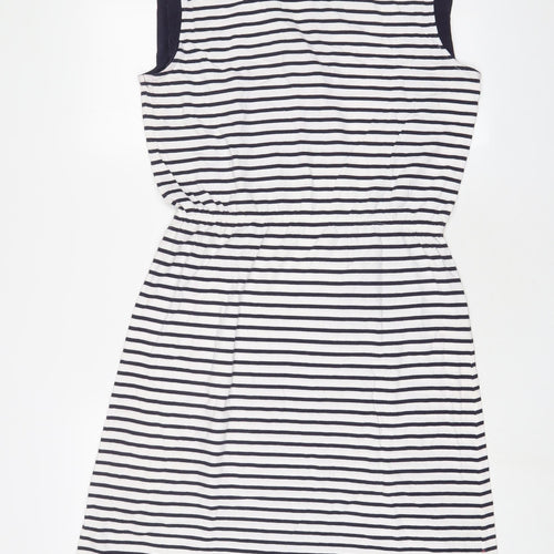 People Tree Womens White Striped Cotton Fit & Flare Size 14 Collared Pullover