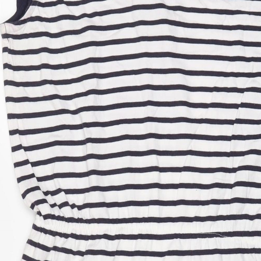 People Tree Womens White Striped Cotton Fit & Flare Size 14 Collared Pullover