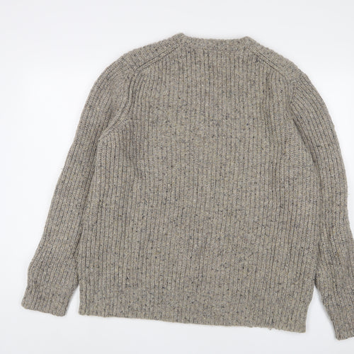 Blue Harbour Mens Brown Crew Neck Wool Pullover Jumper Size L Long Sleeve