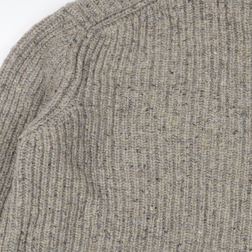 Blue Harbour Mens Brown Crew Neck Wool Pullover Jumper Size L Long Sleeve
