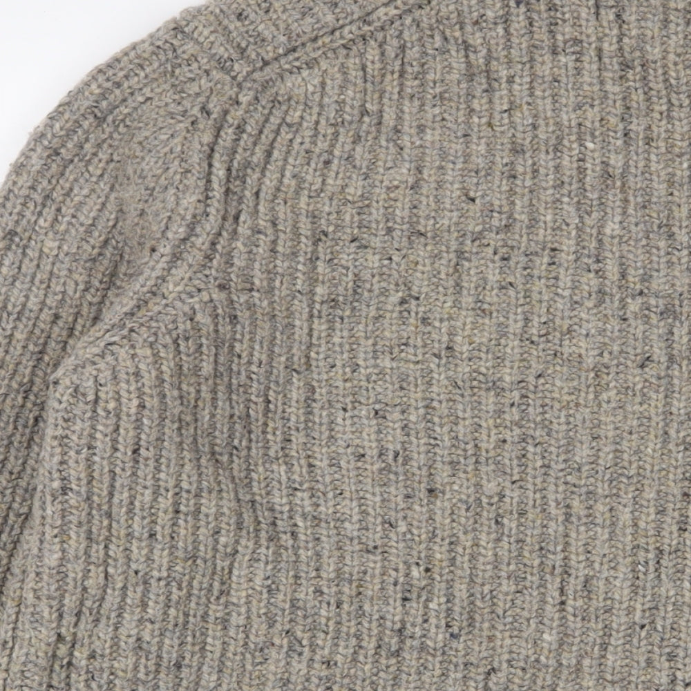 Blue Harbour Mens Brown Crew Neck Wool Pullover Jumper Size L Long Sleeve