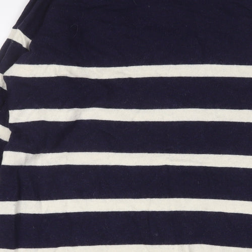 Jaeger Womens Blue Striped Wool Jumper Dress Size L Crew Neck Pullover