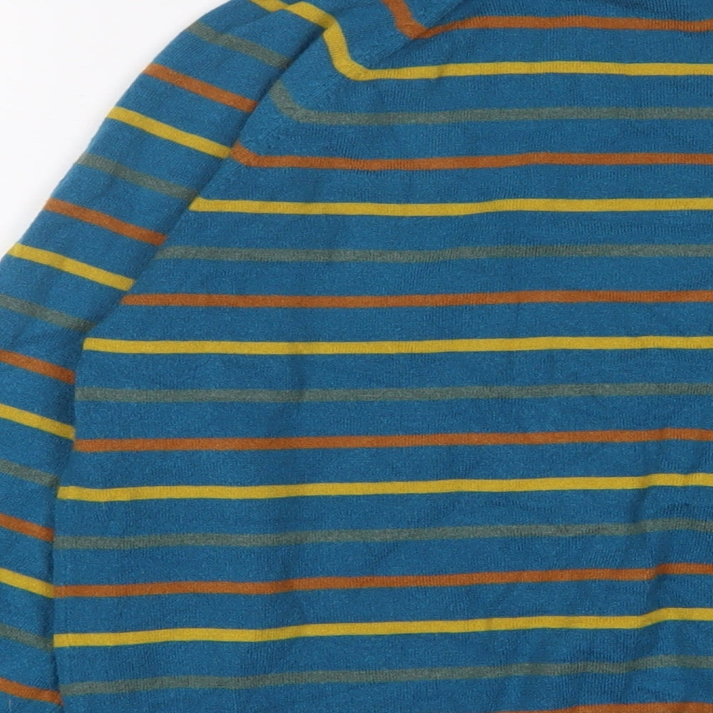 Laura Torelli collection Womens Blue Roll Neck Striped Viscose Pullover Jumper Size M