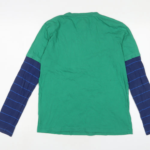 Quiksilver Boys Multicoloured Geometric Cotton Basic T-Shirt Size 16 Years Crew Neck Pullover